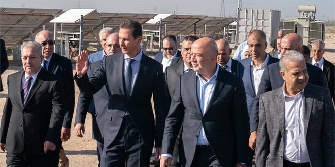 الرئيس بشار الأسد يطلق المرحلة الأولى من تشغيل مشروع الطاقة الكهروضوئية في عدرا